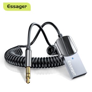 Essager Bluetooth Aux Adapter Dongle USB To 3.5mm Jack Car Audio Aux Bluetooth 5.0 Handsfree Kit For Car Receiver BT transmitter