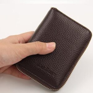 100% Genuine PU Leather Men‘s Wallet Credit Card Holder Blocking Zipper Pocket Men Bag Multi-card Fashion Black Zipper Walet