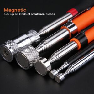 1pc 8lb Orange Red Handle Magnetic Pickup Stainless Steel Antenna Retractable Suction Iron Rod Strong Magnetic Suction Rod