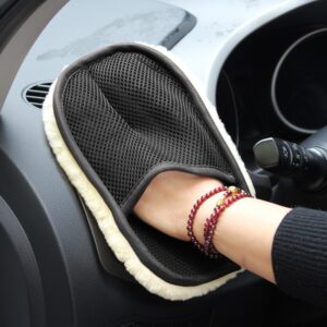 1pcs Car Wash Wool Gloves Thickened Fleece-Lined Wool Plush Car Cleaning Gloves Car Velvet Beauty Car Wash Supplies