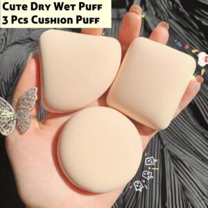 3 Pieces Dry Wet Usable Makeup Cosmetic Puff Sponge Cushion Puff for Foundation Powder Soft and Cute