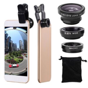 Fisheye Wide Angle Macro Acrylic/Glass Lens Three-in-One Lens Mobile Phone External Lens