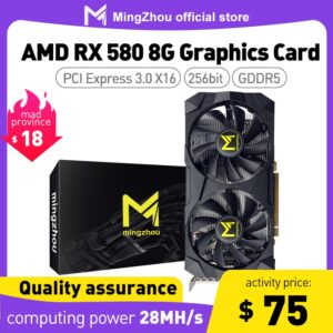 radeon RX 580 8GB gddr5 256bit GPU computer game graphics card mining hash rate 28mh / S